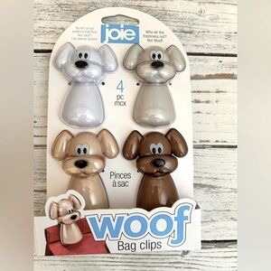 Joie Woof Dog Bag Clips set of 4 NWT Novelty chip clips